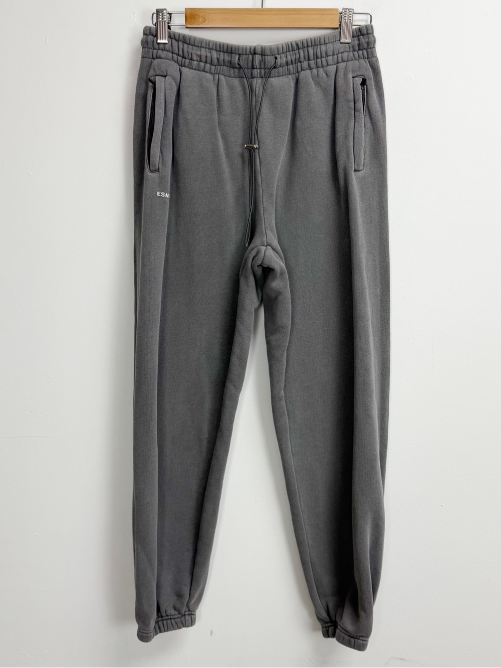 ESNTLS Sweatpants Womens Medium Gray Joggers Cotton Zipper Pockets Pull On